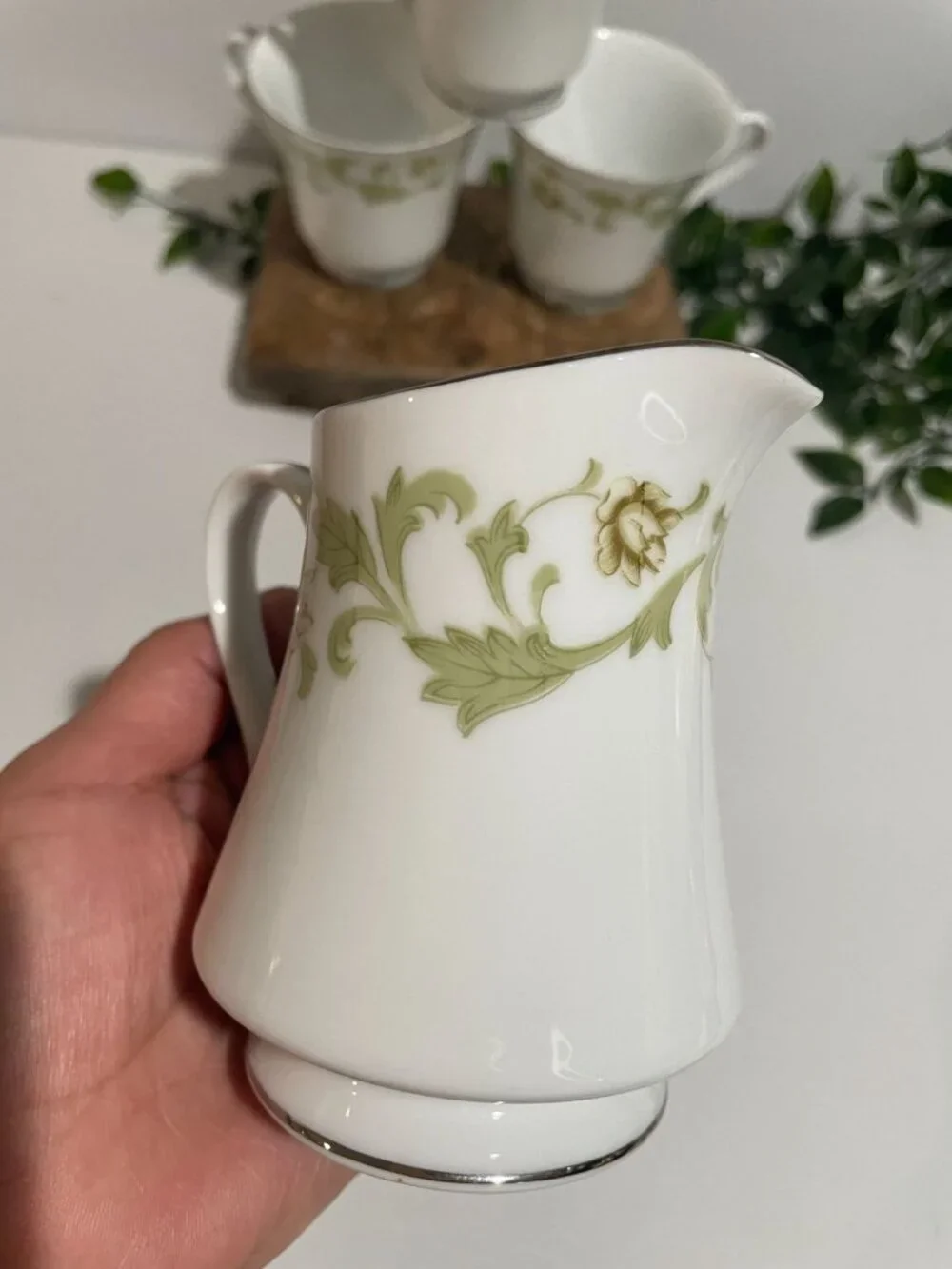 Mikasa Trousseau 9362 Fine China Creamer & 3 Coffee Cups Set Japan